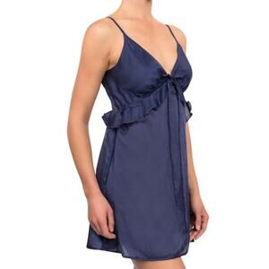 Everyday Ritual Isabelle Babydoll Nightgown Cotton Silk Blend Blue Size XL